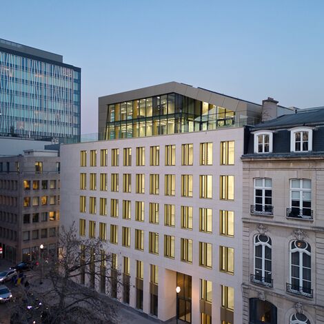 ConceptWall 50 Façades and MasterLine 8 Windows - The First located in Brussels, Belgium