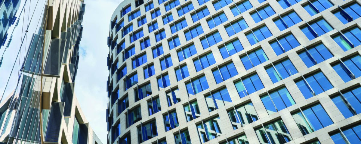 Futuristic building with aluminium windows.